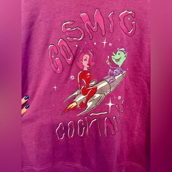 Wildfox Cosmic Cocktails Graphic Alien Magenta Sweater XS - Picture 5 of 5